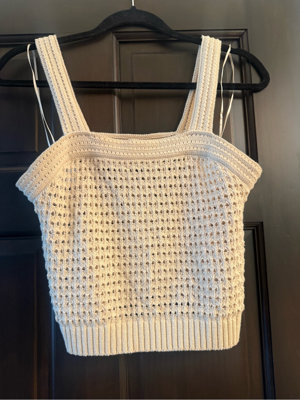 Universal Thread Cream Crochet Tank Top with Wide Straps